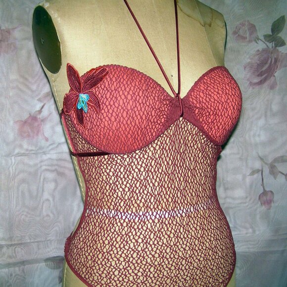 RARE nwot 36C Med Victoria's Secret fishnet Teddy - Picture 4 of 16